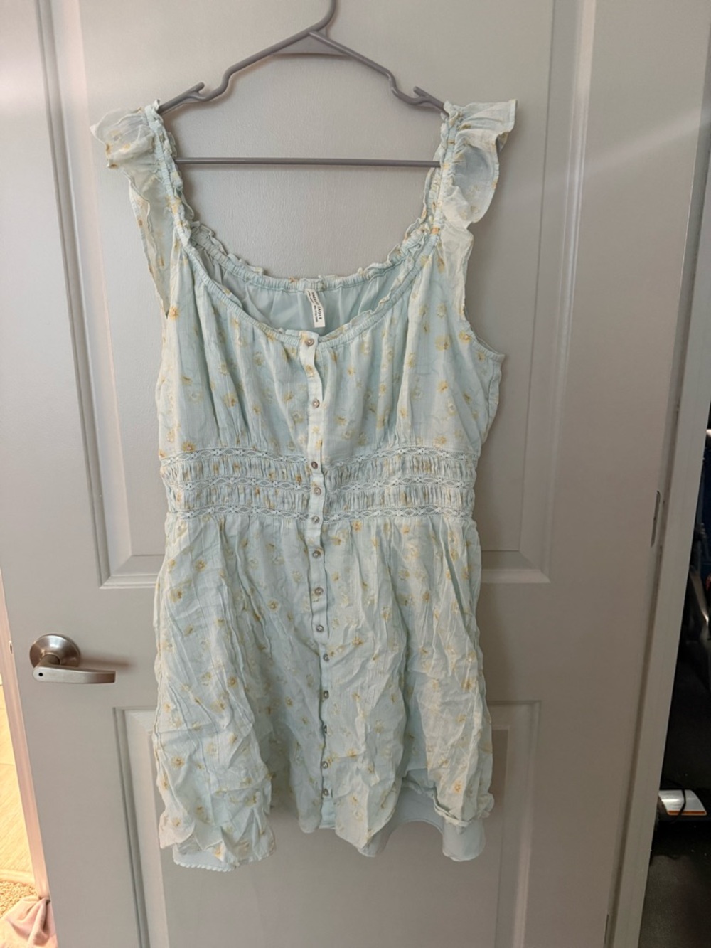 AE blue and yellow floral mini dress